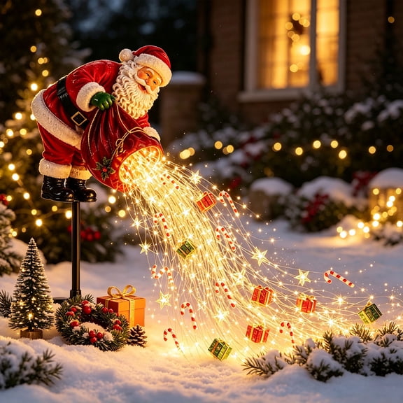 Elainilye Solar Christmas Santa Stake Light, Outdoor Waterproof Decorative Lamp for Patio Yard Garden Porch Pathway