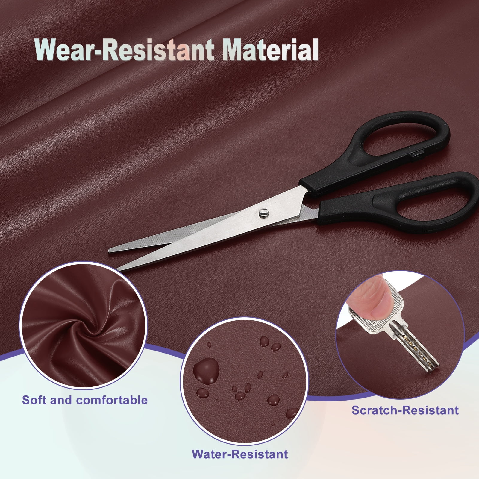 Uxcell Faux Leather 1 Yards Length 1mm Thick PU Leather for Sofa Bags DIY Crafts, Dark Brown