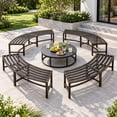 thumbnail image 6 of Ktaxon Metal Backless Bench, 55.5 in 2 Person Slatted for Patio Garden Yard Lawn, Bronze, 6 of 12