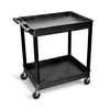 Luxor 24" x 32" Two Shelf Tub Utility Cart - Black