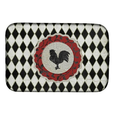 

Rooster Harlequin Black & White Dish Drying Mat