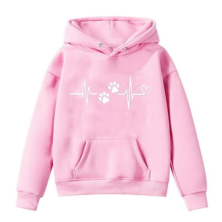 

POIUYTR Toddler Kids Fleece Hoodie Sweatshirt Soft Long Sleeve Heart Print Hooded Pullover Boy Girl Fashion Sports Tops Fall Winter Warm Outfit with Pocket