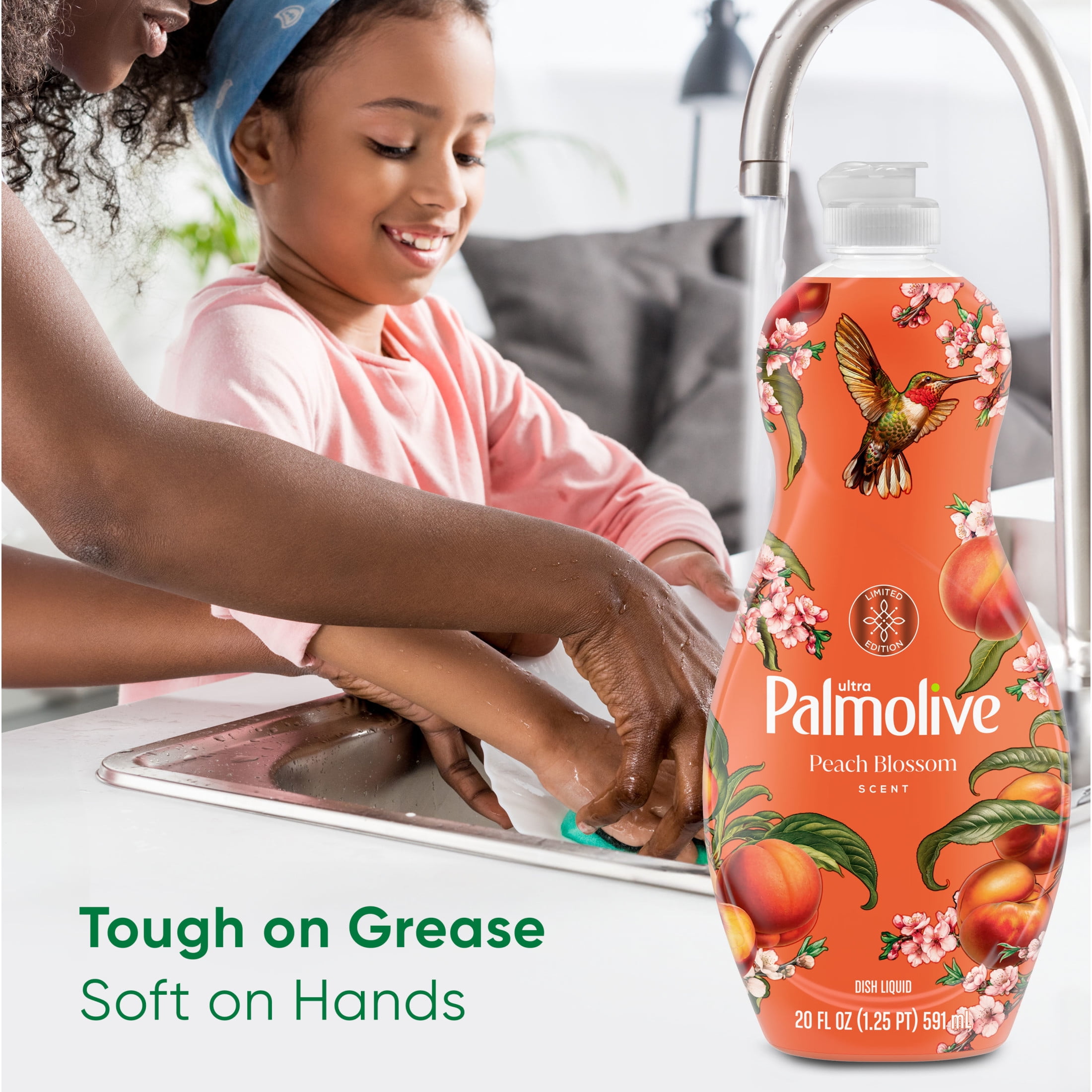 Palmolive Ultra Strength Liquid Dish Soap, Limited Edition, Peach Blossom Scent, 20 fl oz Bottle