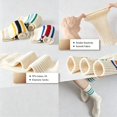 thumbnail image 5 of DOVACKA 6-Pack Neutral Striped Retro Crew Socks, Casual Cotton Socks for Men Women (Size 7-15), 5 of 7