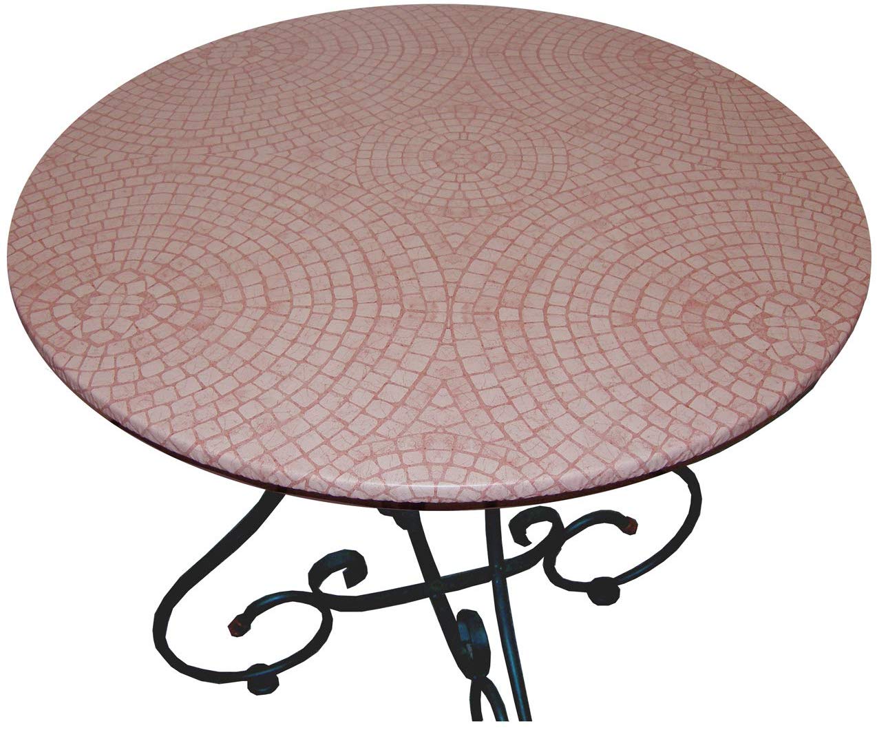 Nbsp Fitted Vinyl Table Cloth Round With Elastic Edge Fits 48 Inch To 60 Inch Tables Fashion Mosaic Design Terra Cotta Walmart Com Walmart Com