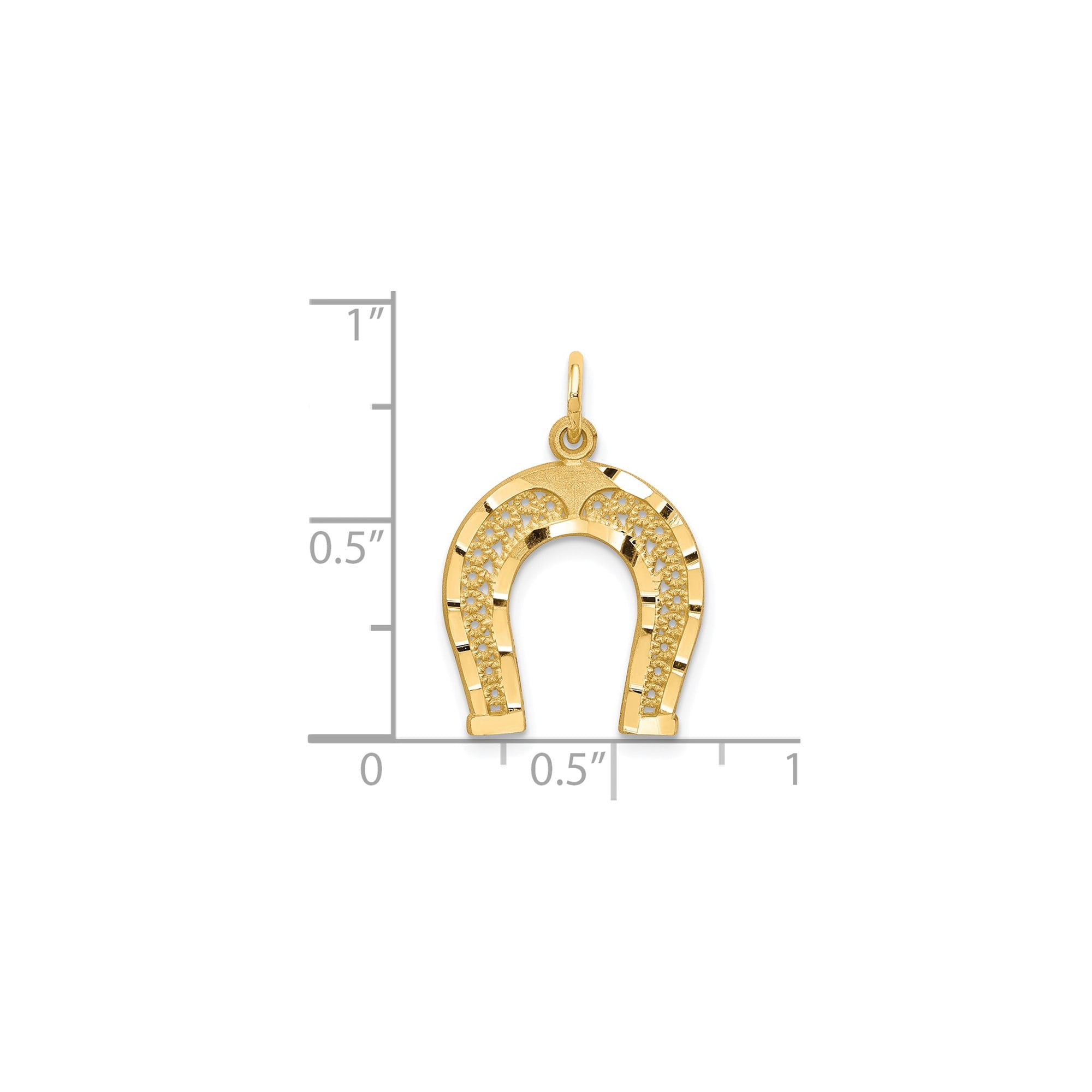 10k Yellow Gold Horseshoe Pendant with Floral Detailing, Lucky Charm Necklace for Women or Unisex, Symbol of Protection and Fortune, Delicate Equestrian Jewelry