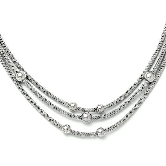 925 Sterling Silver Beaded Mesh Necklace Pendant Charm