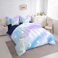 thumbnail image 3 of jejeloiu Tie Dye Galaxy 7pcs Bedding Comforter Set,Multicolor Stars Glitter Print Queen Bedding Sets For Teens Reversible, 3 of 8