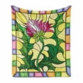 thumbnail image 1 of Thistle Soft Flannel Fleece Throw Blanket, Colorful Stained Glass Style Flower Motif of Pink Thistle Framed Design, Cozy Plush for Indoor and Outdoor Use, 60" x 80", Multicolor, by Ambesonne, 1 of 6