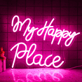 thumbnail image 2 of Our Happy Place LED Neon Sign for Wall Decor, USB Power Led Neon Lights for Bedroom, Birthday Wedding Party Decoration Neon Sign for Selfie Point - 13.7x10.6 Inch - Pink, 2 of 7
