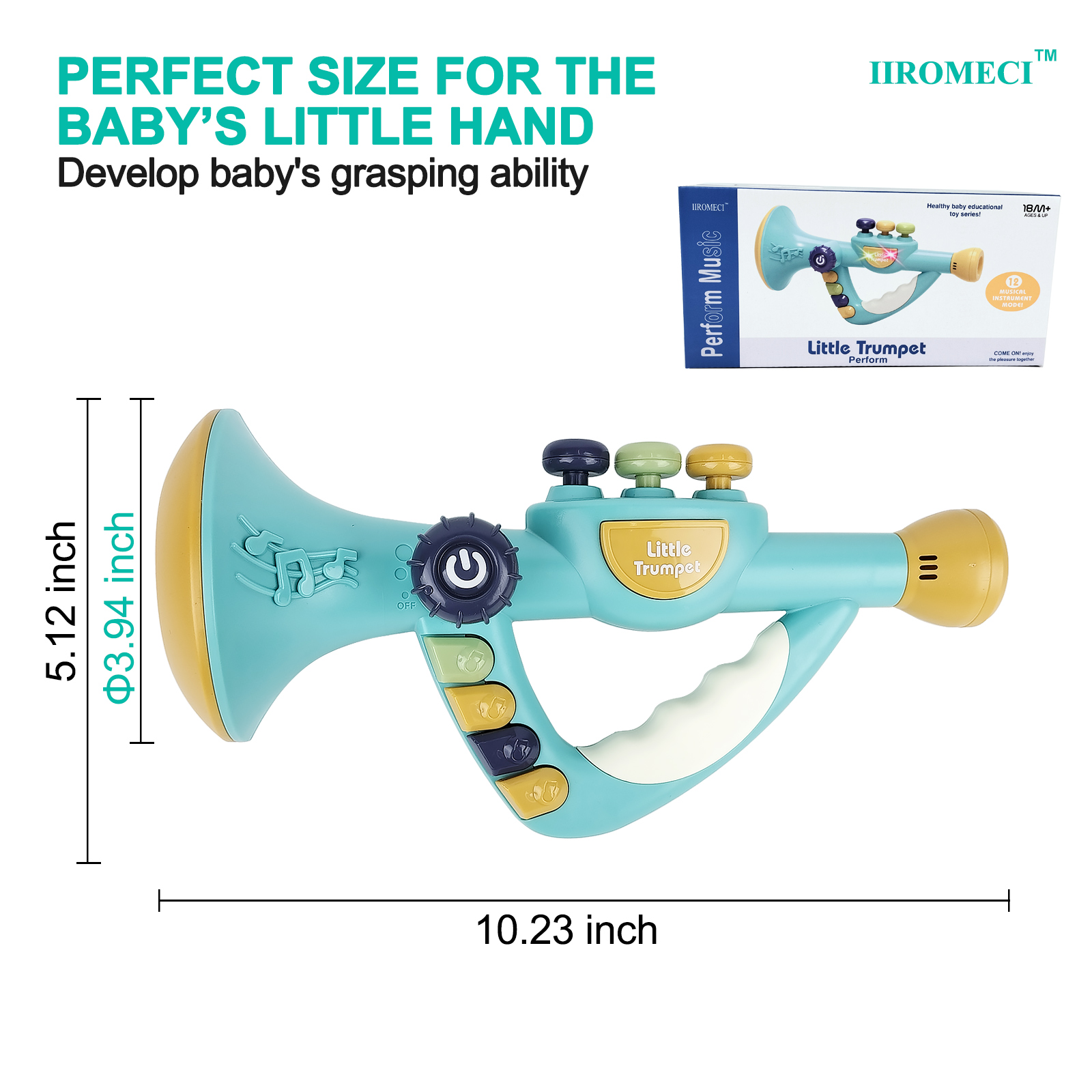 3PCS Toddler Musical Instruments Toy Set, Trumpet, Harmonica, Recorder Flute for Kids, Musical Toys for Children Boys Girls Ages 3+
