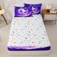 thumbnail image 4 of Castle Fairy Abstract Soccer Zipper Twin Comforter Sets with Fitted Sheet and 2 Pillowcases, Purple Starry Sky Zipper Bedding Set,4-Piece, 4 of 6