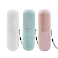 thumbnail image 3 of 3pcs Travel Toothbrush Case Simple Toothbrush Box Portable Toothbrush Case Wash Cup (White Green Pink), 3 of 8