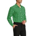 thumbnail image 4 of Unique Bargains Men's Polka Dots Print Dress Shirt Long Sleeves Casual Shirts S Green, 4 of 6