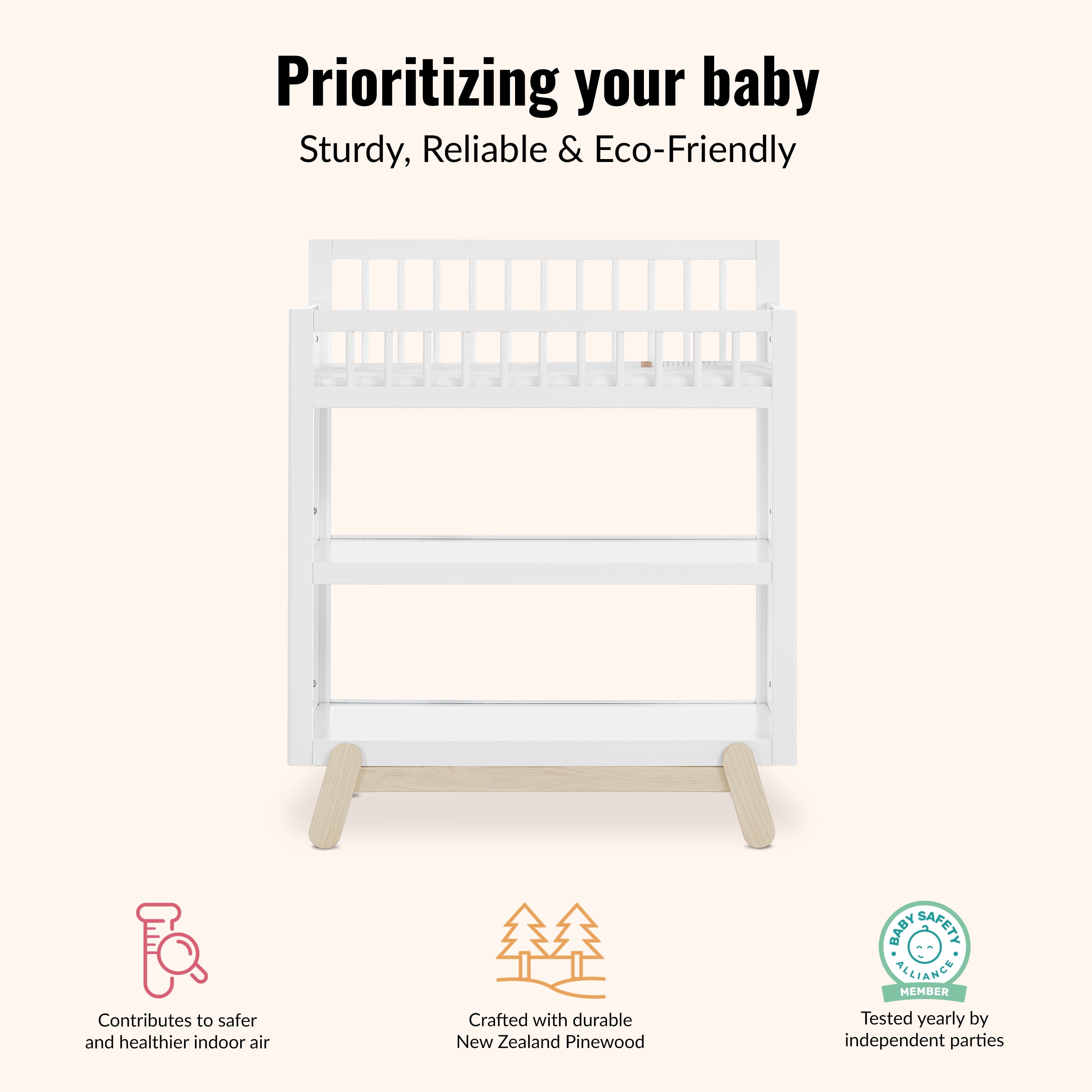 Dream On Me Hygge Changing Table, Greenguard Gold & JPMA Certified, Vintage White Oak