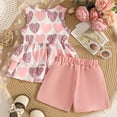 thumbnail image 4 of Baby Girl Comfortable And Breathable Set Summer Sweet Printed Bow Sleeveless Top Shorts Two Piece Set, 4 of 6