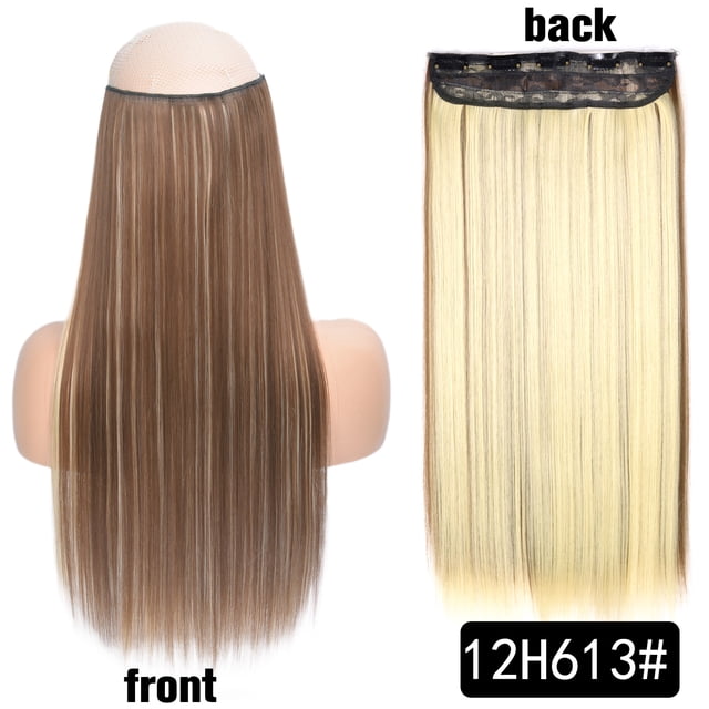 Typpkmm Hair Extensions, 5 Clip Recto Synthetic Fiber, 22 Inch Red Black Blonde Clip In Hairpiece for Women