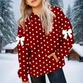 thumbnail image 3 of Girl Oversized Hoodie Shirts Bow Print Pullover Tops Casual Long Sleeve Hooded Sweatshirts Trendy Preppy Clothes New Girls Long Sleeve Fall Tops Red 120, 3 of 5