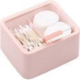 thumbnail image 1 of Storage Organizer - 2 Grids Separate Cotton Swabs Dispenser Qtips Holder Bathroom Canisters with Hinged Lids for Cotton Balls, Cotton Pads, Pink, 1 of 4