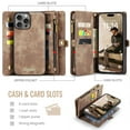 thumbnail image 3 of Dteck for iPhone 16 Pro Max Case Wallet with Card Holder & Detachable Magnetic Phone Case, Leather All-Round Protection Phone Case with Wrist Strap for Women/Men,Brown, 3 of 8
