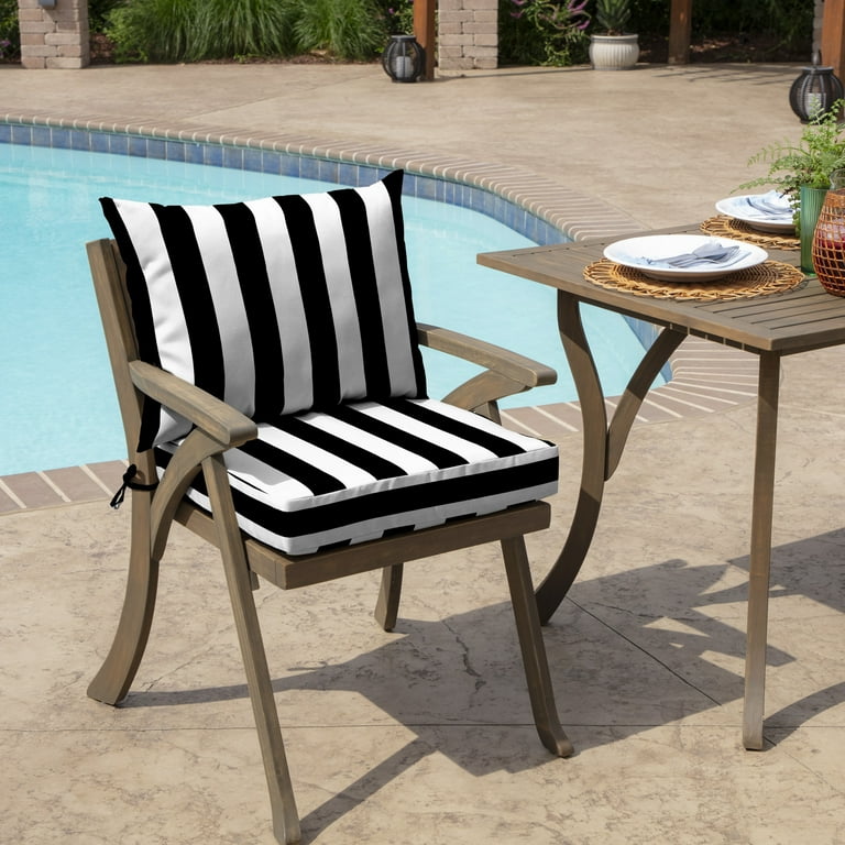 ARDEN Outdoor Dining Chair Cushion Set 21 x 21, Black Cabana