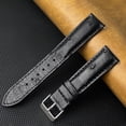 thumbnail image 2 of 18mm Black Ostrich Watch Band Men Quick Release Replacement Leather Strap Extra Soft Handmade Wristband Stainless Steel Buckle Father's Day Gift for Dad Son Husband, 2 of 7