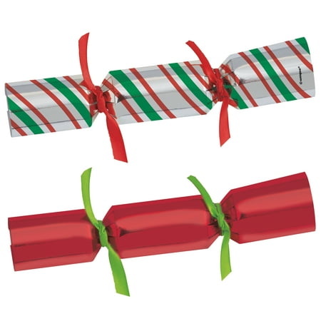 Red and Green Christmas Crackers, Assorted 6ct