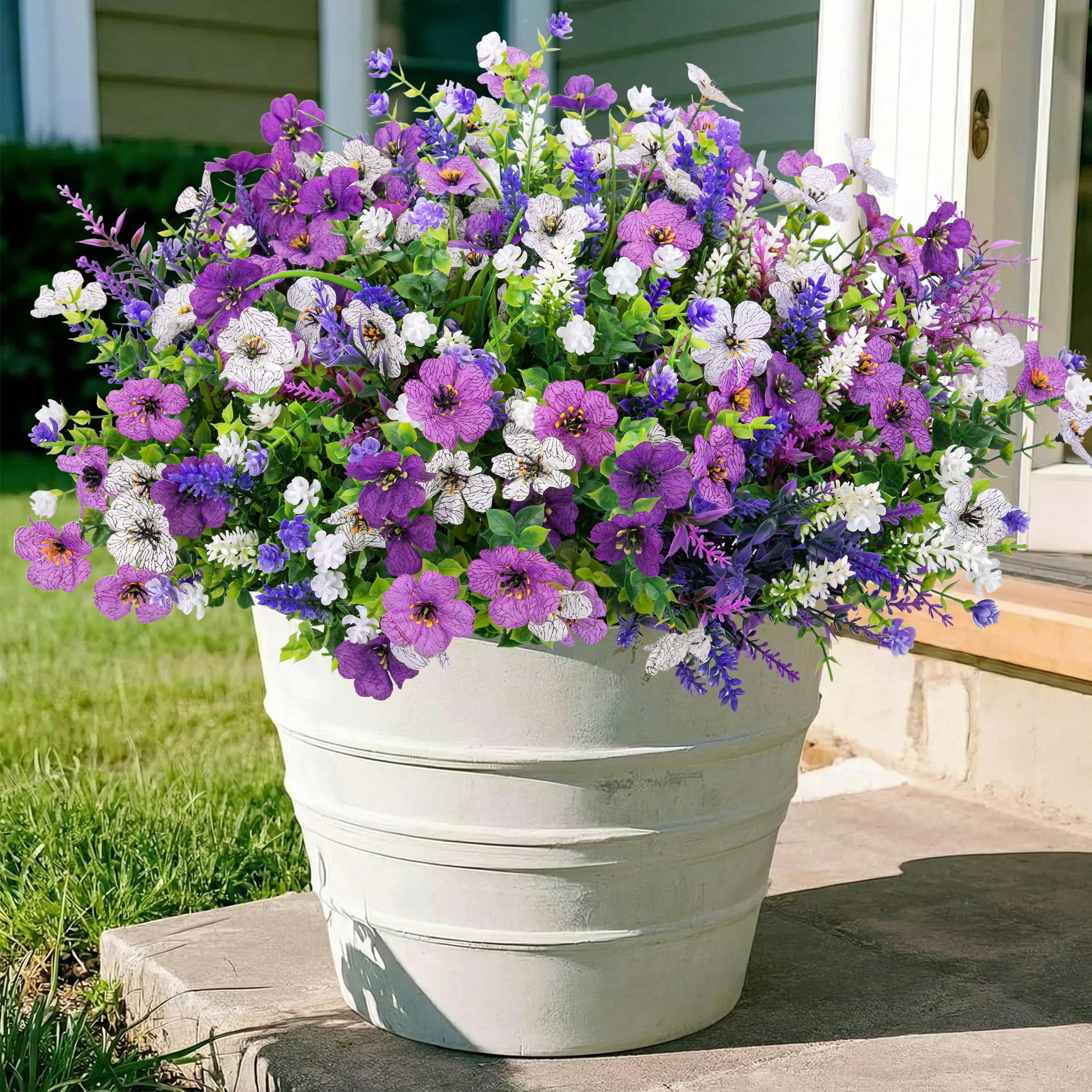 Scidweet Artificial Flowers for Outdoors, 36 Bundles Fake Silk Flowers Faux Plastic Plant UV Resistant for Spring Summer Porch Garden Yard Planter Indoor Outdoor Home Decor, Multicolor