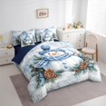 thumbnail image 3 of Manfei Christmas Snowman 7 Pieces Bedding Comforter Set,Pine Cone Full Bedding Set,White Blue Brown Fitted Sheet Flat Sheet For Girl Boys,Super Cozy Room Decor Reversible, 3 of 8
