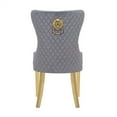 thumbnail image 6 of INCLAKE Set of 2 Velvet Dining Chairs, Tufted Upholstered Accent Chairs with Gold Legs and Nailhead Trim, Modern High Back Chairs with Lion Head Ring Pull for Living Room Kitchen, Dark Gray, 6 of 7