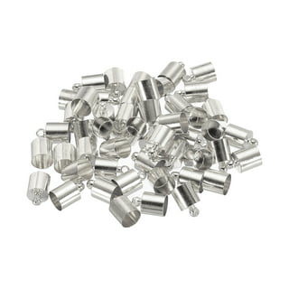 100Pcs Cord End Caps 1.2mm End Cap Barrel Beads Kumihimo End Caps Brass for  Jewelry Making 2mm Length Silver