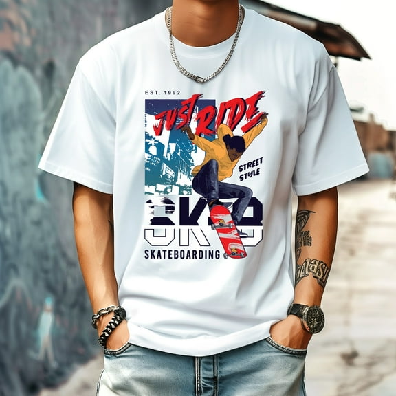 Men's T Shirt Round Neck Patterned Tee Summer New Sports Shirt Vintage Style Gift for Friends XS