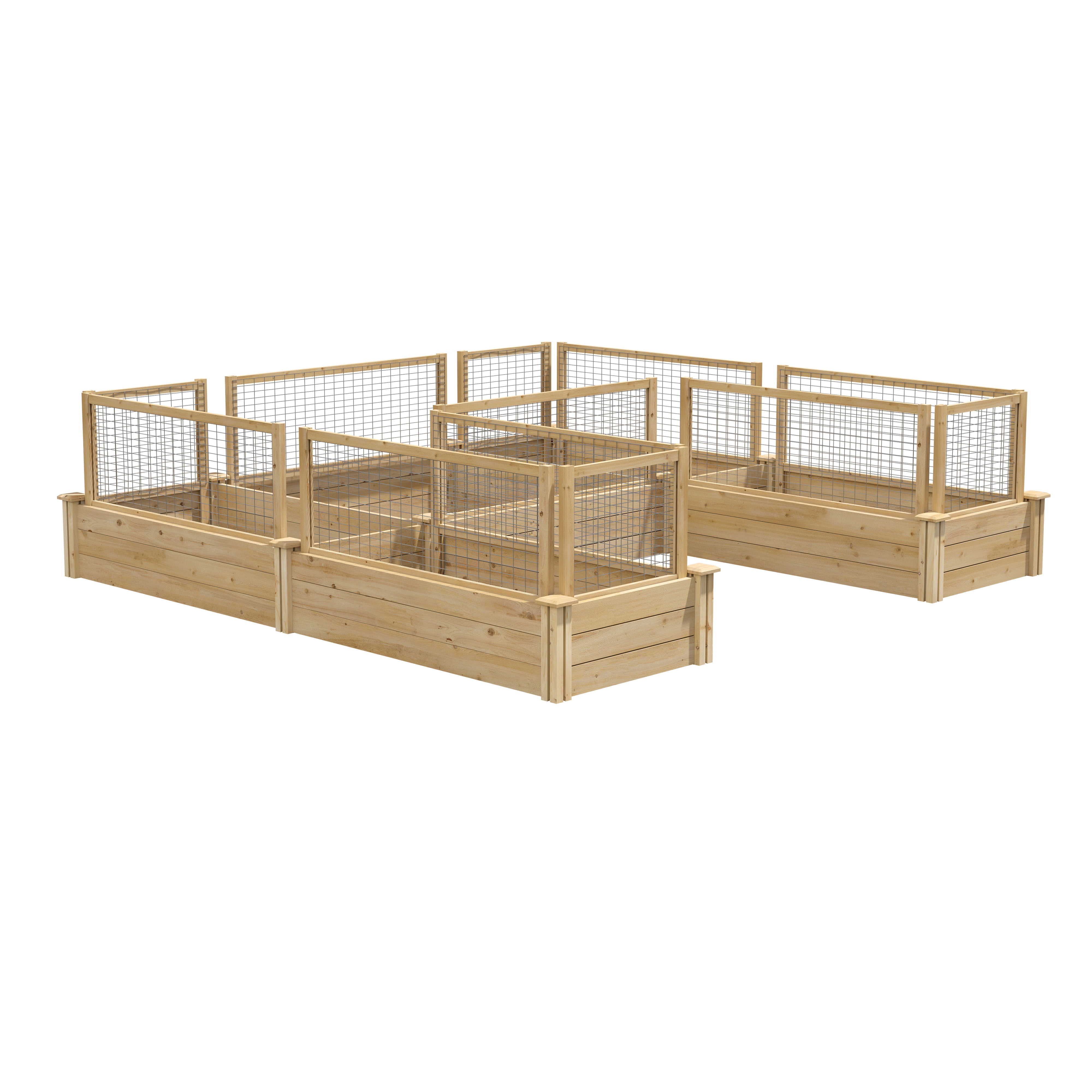 Greenes Fence  8' x 8' x 10.5" (3/4" Thick) U-Shaped Premium Cedar Raised Garden Bed with CritterGuard Fence System