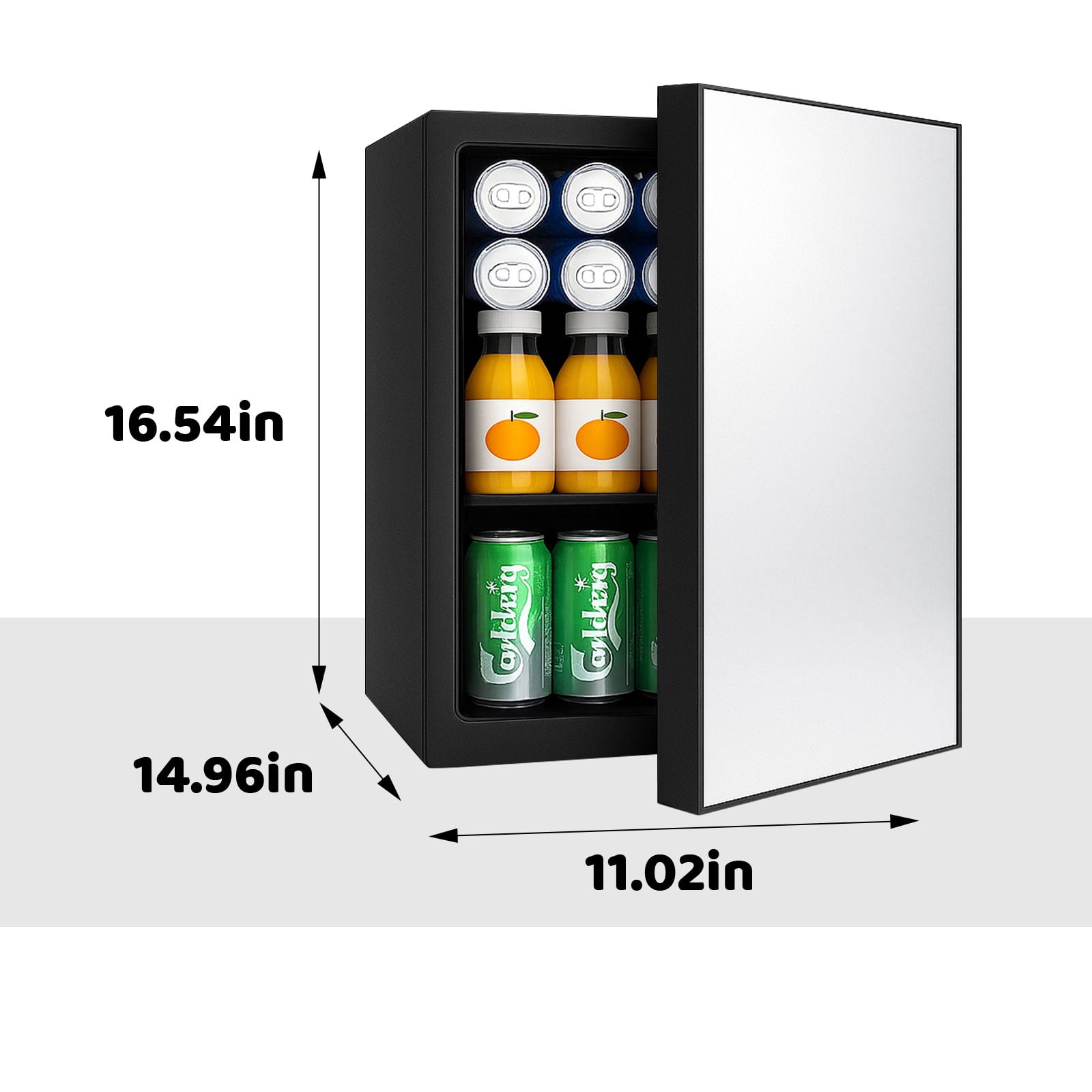 Dimedeal 0.9 Cu.ft Mini Beverage Refrigerator, 24 Cans Beauty Fridge  with Mirror Door,  Compact Cooler for Bedroom, Dorm, Office