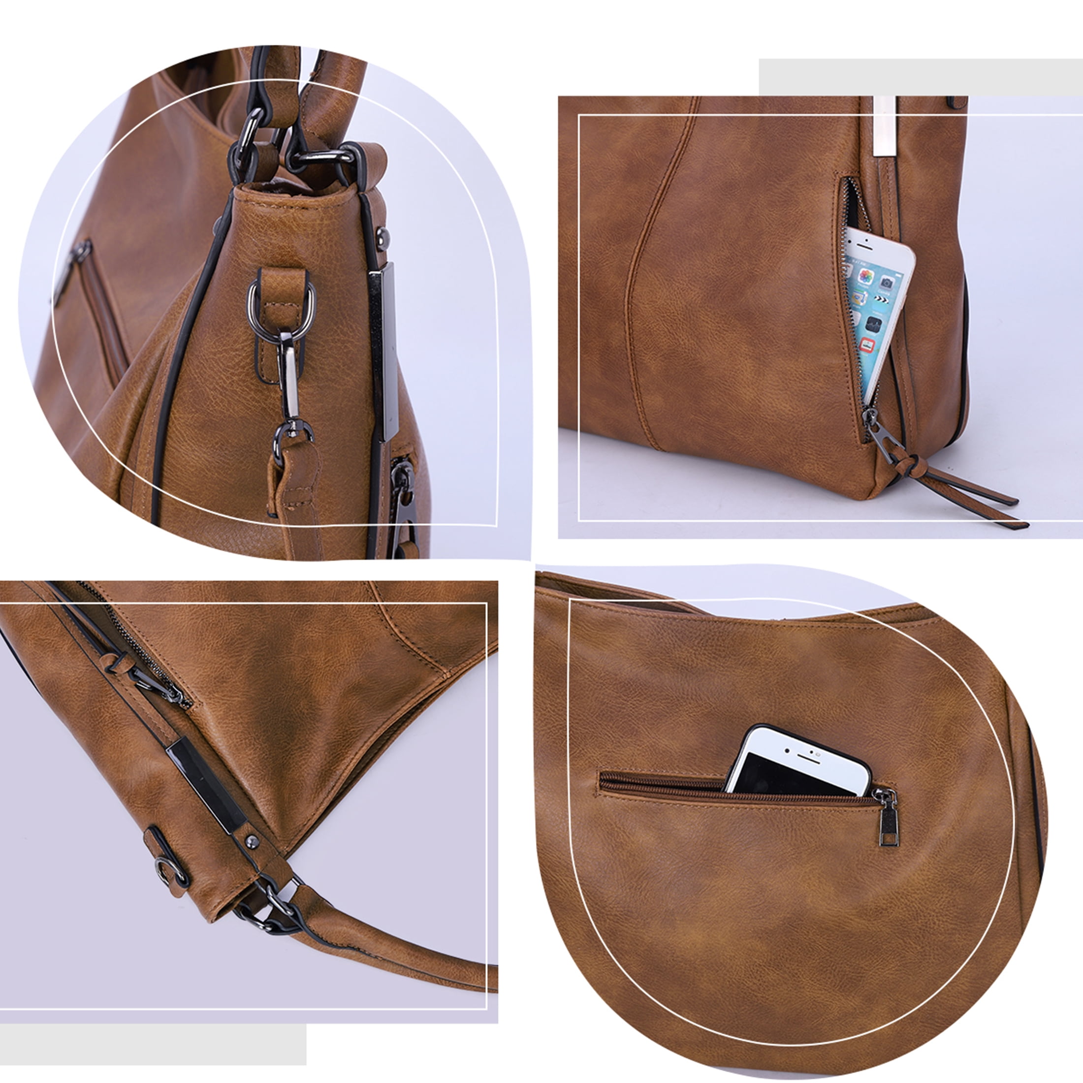 Arcticwind Shoulder Purse Handbag for Women, Hobo Tote Bags, Shoulder bag for Women, Vintage Simple style, wIth small bag & long shoulder stra, Brown style