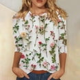 thumbnail image 2 of BangWanChi 3/4 Length Sleeve Womens Tops Women's Fashion Printed T-Shirt 3/4 Sleeves Blouse Round Neck Casual Tops, 2 of 5