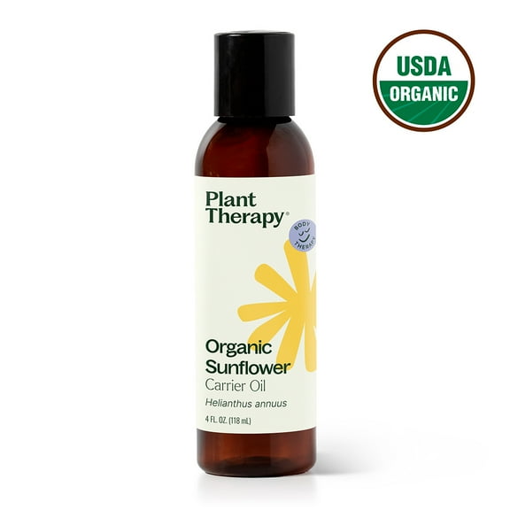 Plant Therapy Organic Sunflower Carrier Oil 4 oz Base Oil for Aromatherapy, Essential Oil or Massage use