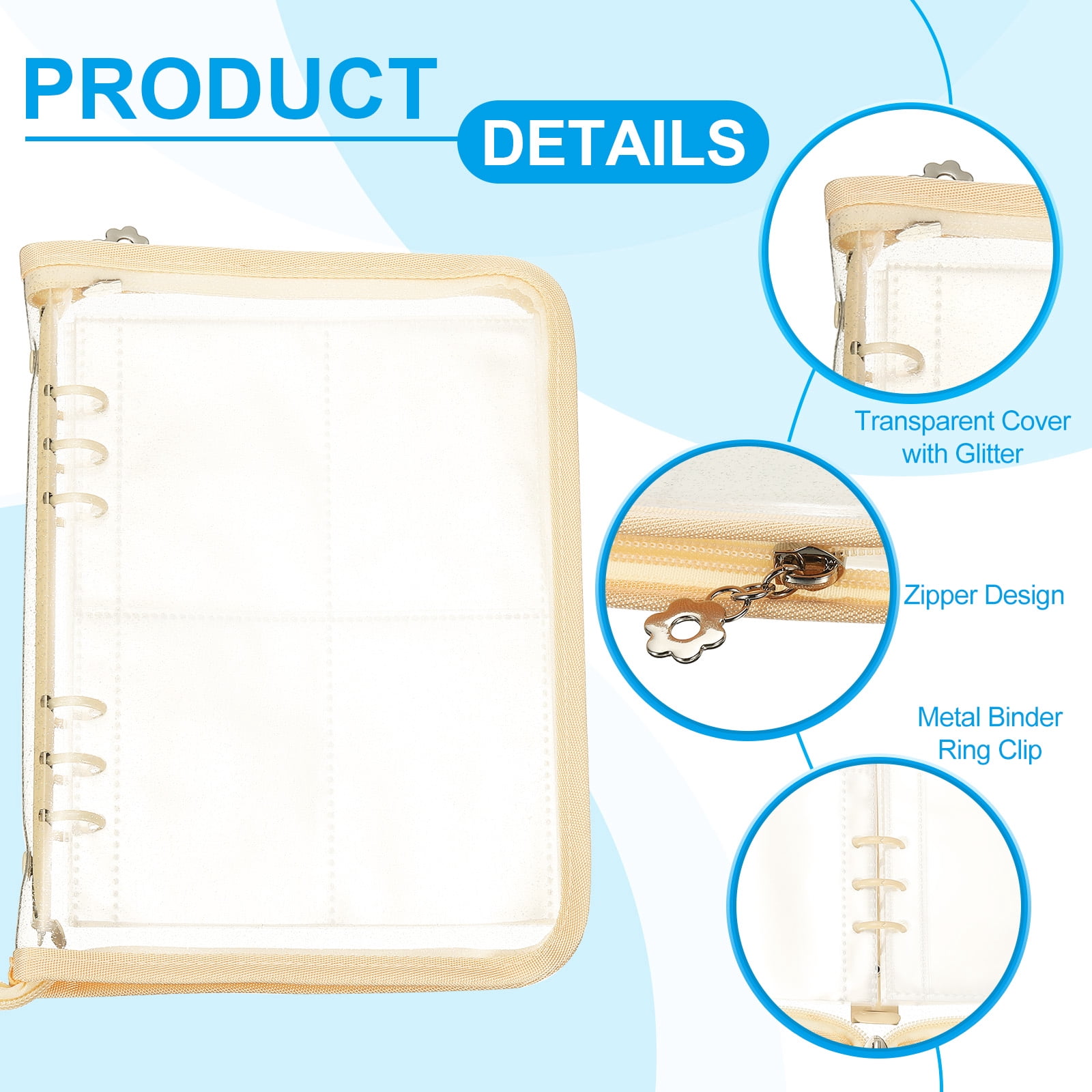 Uxcell Sticker Organizer Binder, Reusable A5 Album with 180 Pocket, Wheat Color