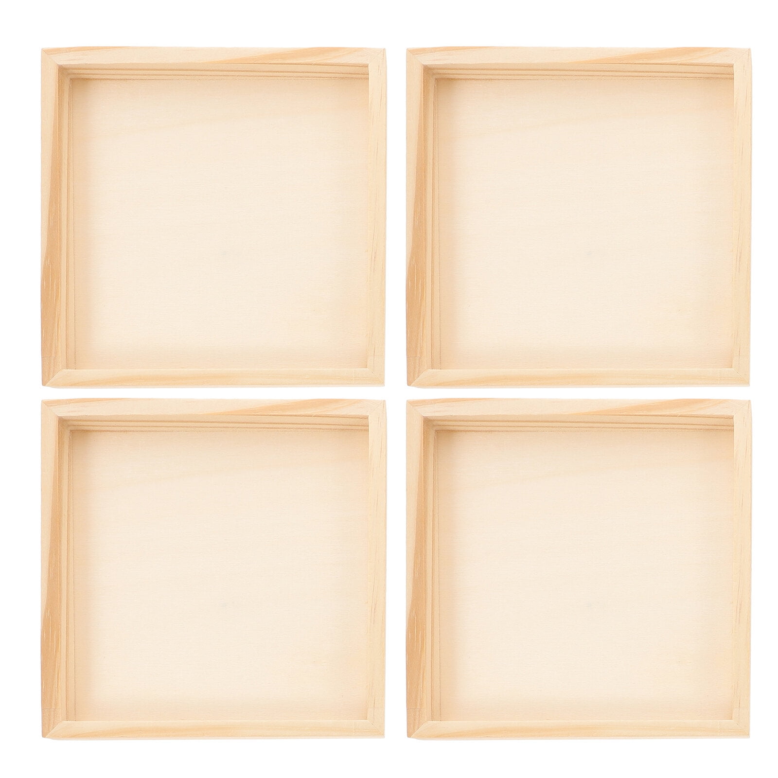 4Pcs Unfinished Wood Serving Tray Professional Wood Trays for Block Puzzle