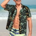 thumbnail image 5 of KLL Men's Hawaiian Shirt Short Sleeve Button Down Beach Shirts-Lilies Flowers, 5 of 5