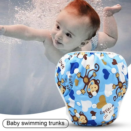 

Honrane High Waist Baby Swimming Trunks Leakproof Breathable Cartoon Printed Swimming Nappies Swimming Accessories