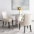 thumbnail image 3 of SAFAVIEH Abby Flat Cream/Espresso Bicast Leather Tufted Side Chair (Set of 2) (22 in. W x 23.8 in. D x 36.4 in. H), 3 of 13