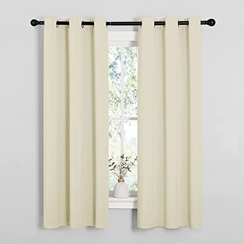 Nicetown Kitchen Curtains Short For Bedroom Windows Thermal Insulated Room Darkening Curtain Panels Girls Cafe Beige 34 W By 63 L 1 Pair Com Nicetown Kitchen Curtains Short, Beige Kitchen Curtains
