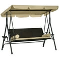 thumbnail image 1 of Outsunny 3-Seat Porch Swing with Canopy Outdoor Swing Chair w/ Rattan Seat, 1 of 10