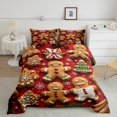 thumbnail image 2 of Gingerbread Man Toddler Bedding Sets for Kids Boys Cartoon Christmas Candy Cane Biscuits Comforter Set Snowflake House Tree Theme Down Comforter Xmas Holiday Bed Set Red, 2 of 7