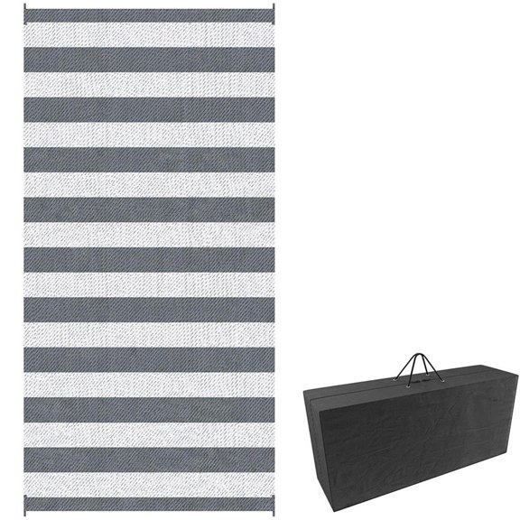 Resenkos Floor Mat Carpet,Indoor Door Mat,Reversible Outdoor Rug, 9'x 18' Waterproof Straw Floor Mat, Portable RV Camping Carpet,Gray & White Striped