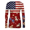 thumbnail image 5 of Iaqnaocc 4th of July 4th of July Women's Tops, Tees & Blouses Long Sleeve Vintage American Flag Floral Print T-Shirts Slim Fit Fashion Tees Blouses Casual Crew Neck Spring Day Tee Top Deep Red XXL, 5 of 6
