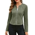thumbnail image 3 of Tqcoqu Womens Long Sleeve Zip Up Jacket,Lightweight Fashion Jacket Sculpted Seams Casual Outerwear,Army Green Women's S-XXL, 3 of 9