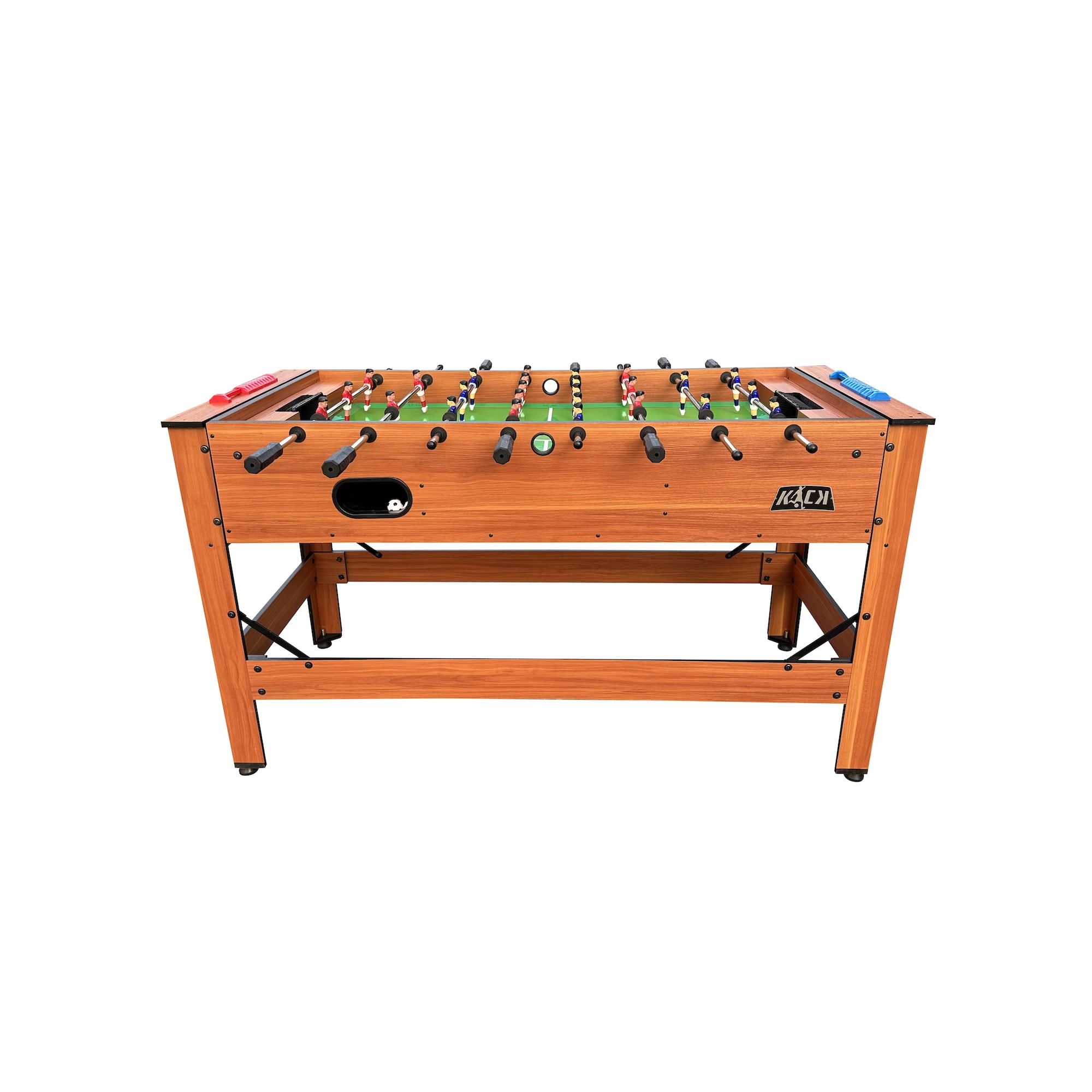 KICK Twain 48″ 2-in-1 Multi Game Table (Brown) - Combo Game Table Set - Billiards/Pool and Foosball for Home, Game Room, Friends and Family!