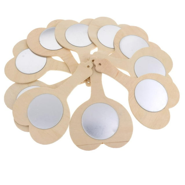 Espejo de Sin Terminar en /8 Uds. para Manualidades Infantiles, Juguetes Educativos DIY para Niñas BLESIY Espejo de madera inacabado